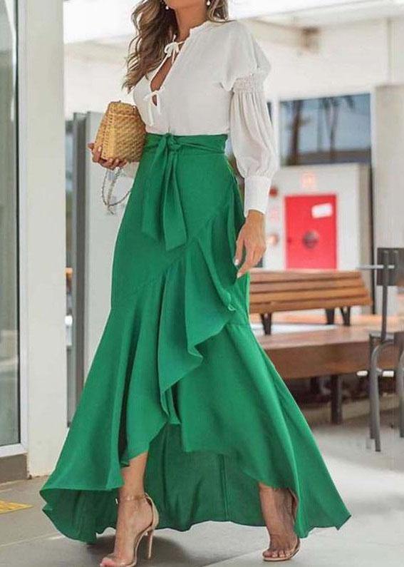 Belt Wrap Hip Fishtail Skirt High Waist Irregular Half Length Skirt