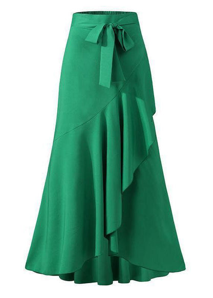 Belt Wrap Hip Fishtail Skirt High Waist Irregular Half Length Skirt