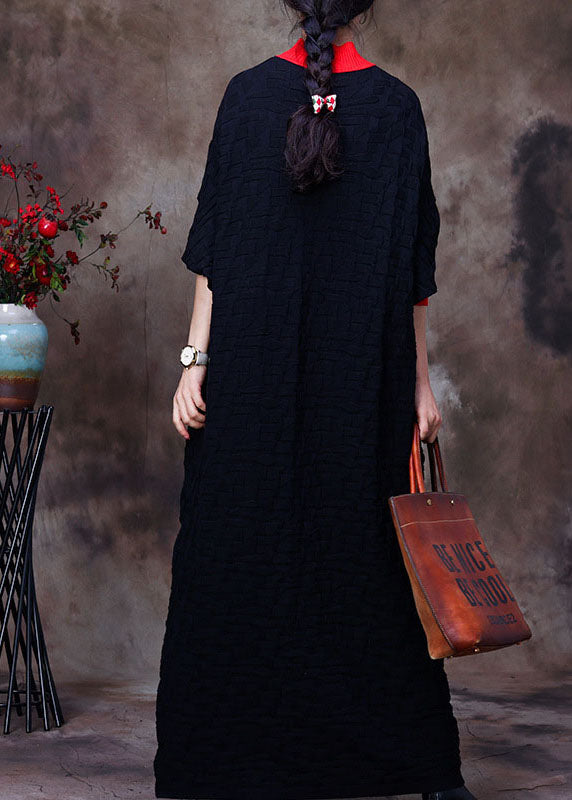 Black Bat Wing Sleeve Knit Long Sweater Winter