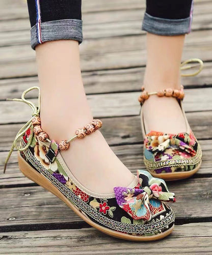 Black Bow Splicing Wedge High Wedge Heels Shoes Soolinen Shoes-20251