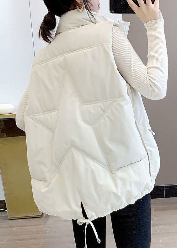 Black Pockets Drawstring Winter Sleeveless Down Vest