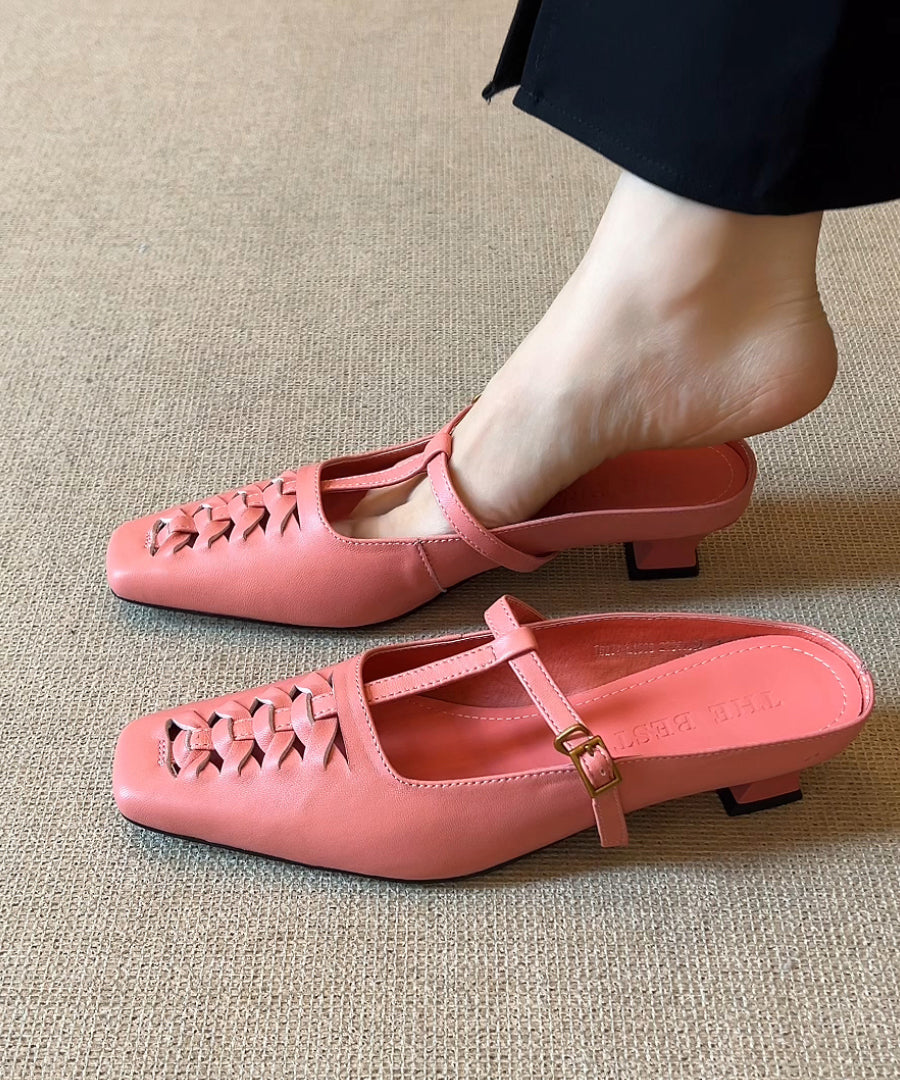 Black Chunky Sheepskin Splicing Slide Sandals