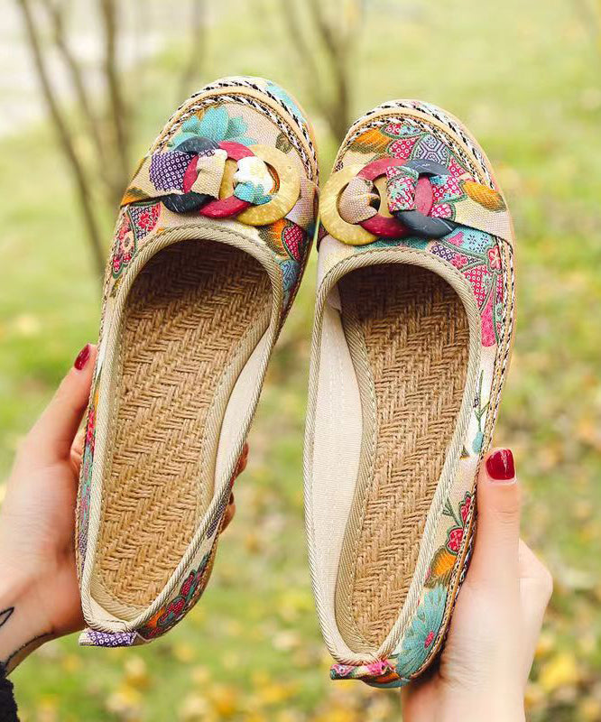 Black Cotton Fabric Print Splicing Wedge Heels Soolinen Shoes-20251