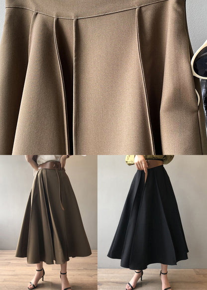 Black Cotton Skirt Exra Large Hem Wrinkled High Waist Spring