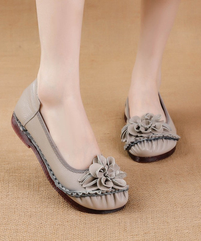 Black Cowhide Leather Soft Splicing Flat Shoes for