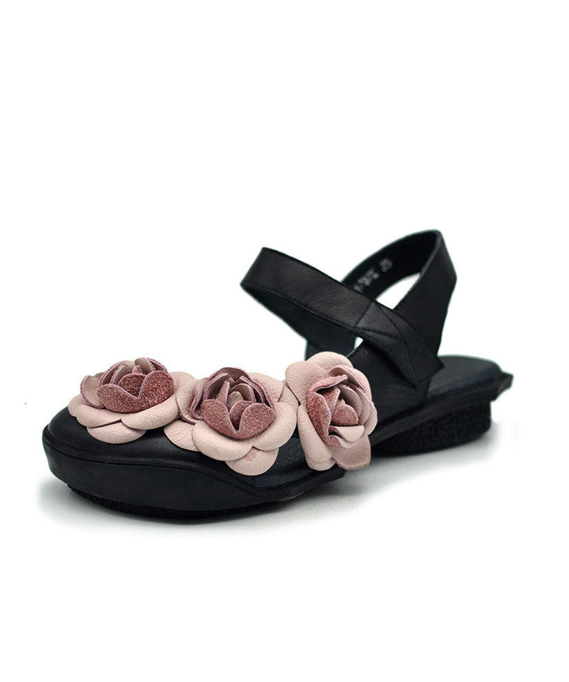 Black Cowhide Leather Splicing Best Sandals