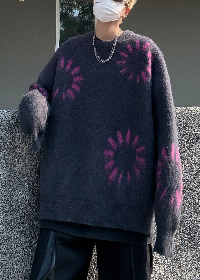 Black Cozy Loose Knit Winter Sweater O Neck