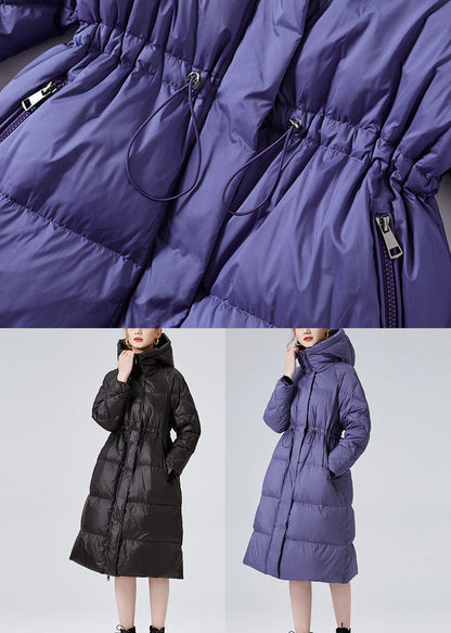 Black Duck Down Cinch Coats in Winter Hooded Drawstring Winter