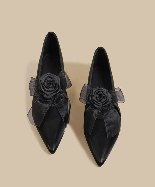 Black Faux Leather Splicing Wedge Shoes Pointed Toe