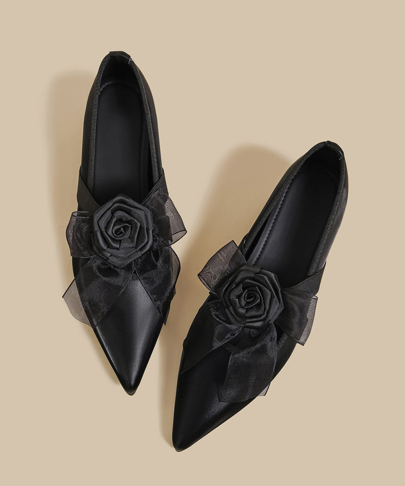 Black Faux Leather Splicing Wedge Shoes Pointed Toe