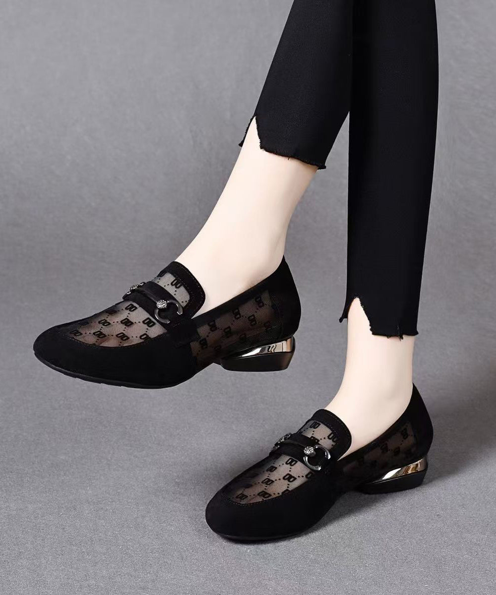 Black Flat Feet Shoes Faux Leather Flat Shoes for