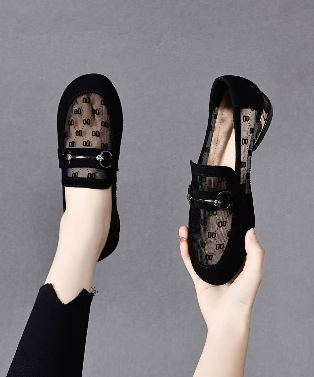 Black Flat Feet Shoes Faux Leather Flat Shoes for