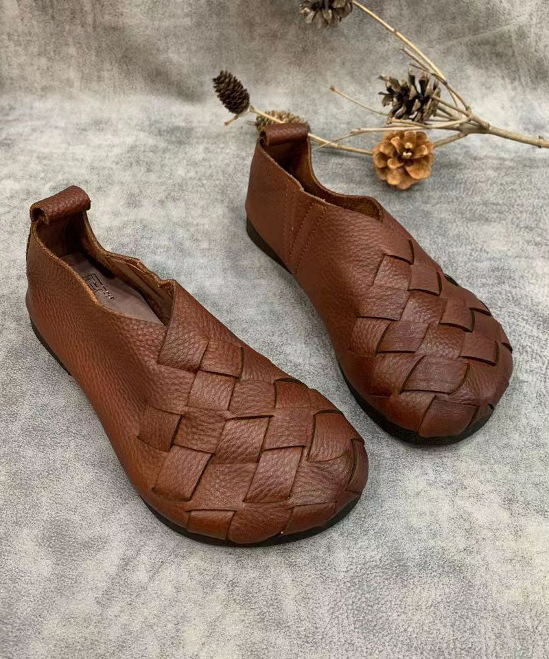 Black Flat Shoes for Handmade Cowhide Leather Fitted Splicing 1