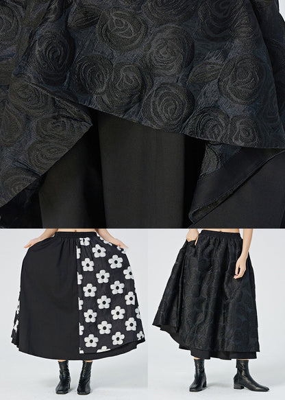 Black Elastic Waist Maxi Skirt