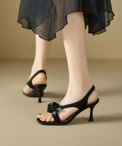 Black Splicing High Heel Sandals Peep Toe