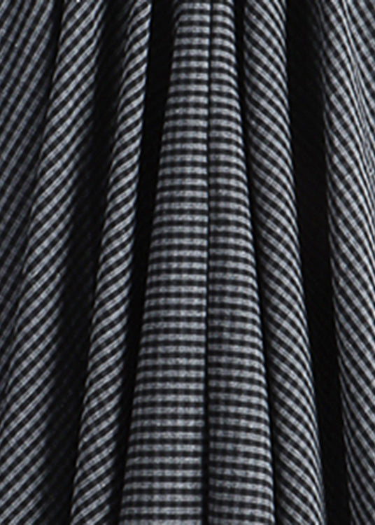 Black Grey Plaid Elastic Waist Cotton a Line Skirt Fall