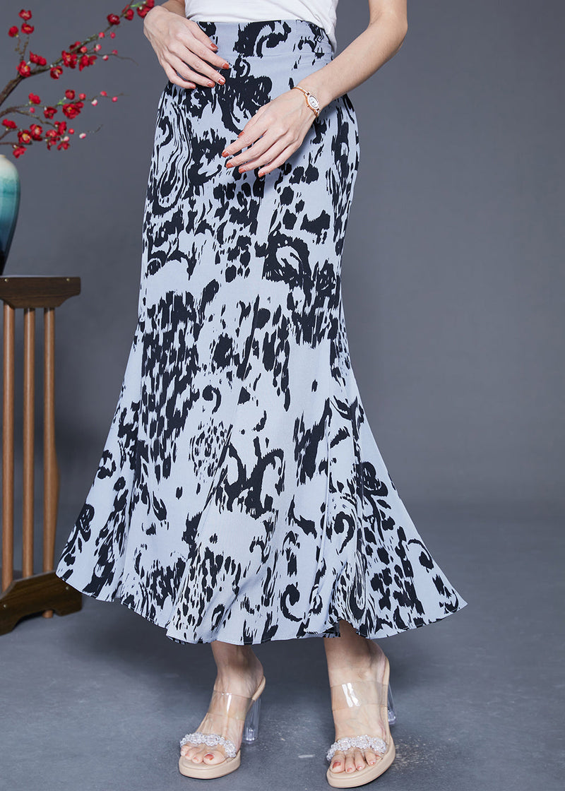Black Ink and Wash Chiffon Beach Skirt Slim Fit Summer