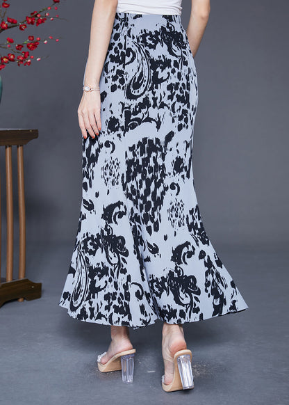 Black Ink and Wash Chiffon Beach Skirt Slim Fit Summer
