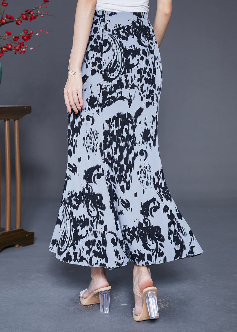 Black Ink and Wash Chiffon Beach Skirt Slim Fit Summer