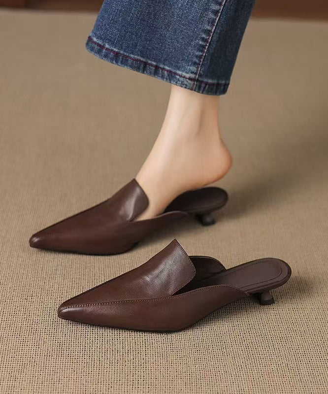 Black Kitten Sheepskin Pointed Toe Flip Flops