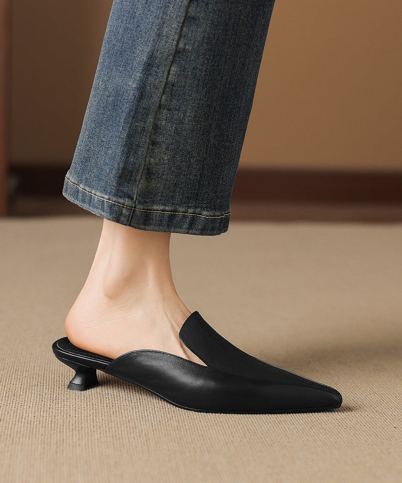 Black Kitten Sheepskin Pointed Toe Flip Flops