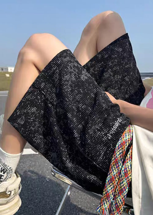 Black Letter Pockets Cotton Summer Shorts Tie Dye