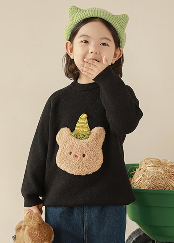 Black O-neck Patchwork Thiton Knit Sweater Spring