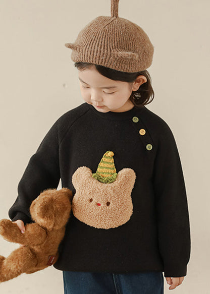 Black O-neck Patchwork Thiton Knit Sweater Spring