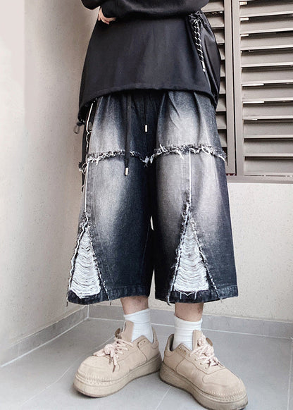 Black Original Design Oversized Summer Shorts Elastic Waist