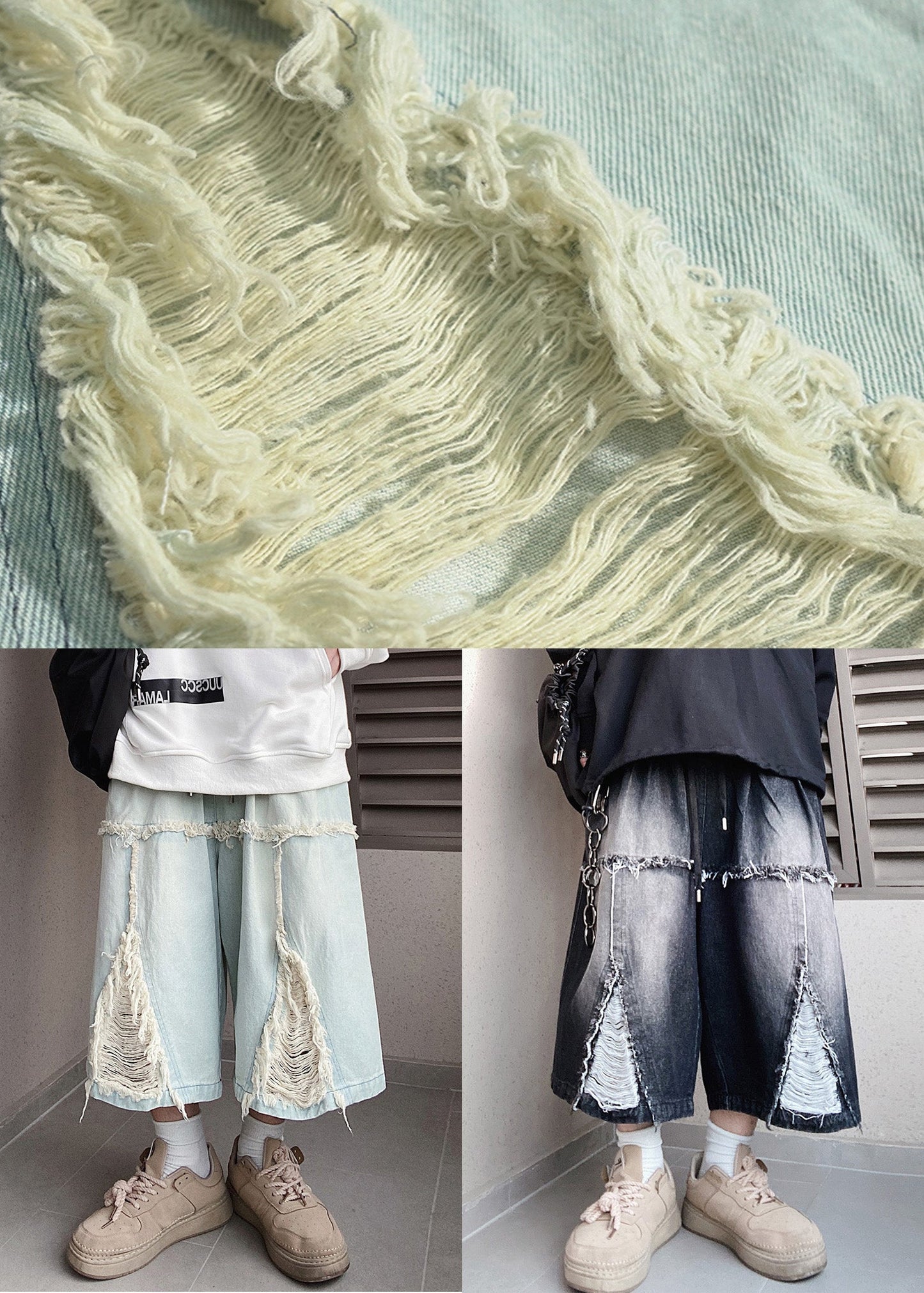 Black Original Design Oversized Summer Shorts Elastic Waist