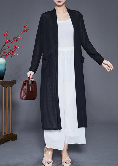 Black Oversized Cotton Upf 50+ Cardigan Pockets Fall