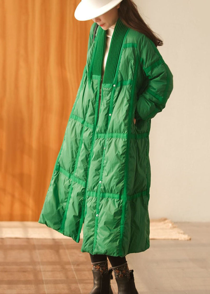 Black Patchwork Thick Duck Down Down Coat Oversized Winter