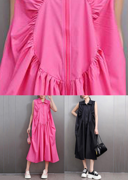 Black Patchwork Wrinkled Maxi Dresses Summer