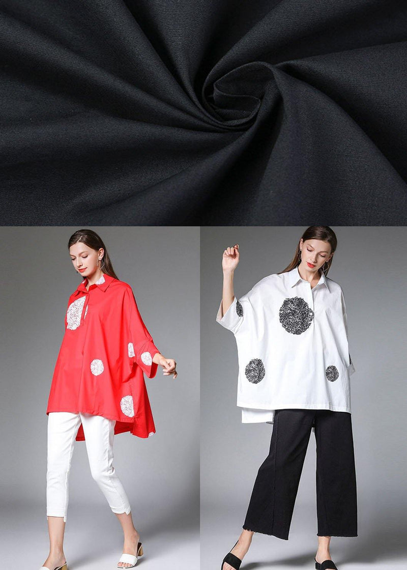 Black Peterpan Collar Button Fall Cotton Shirt Half Sleeve