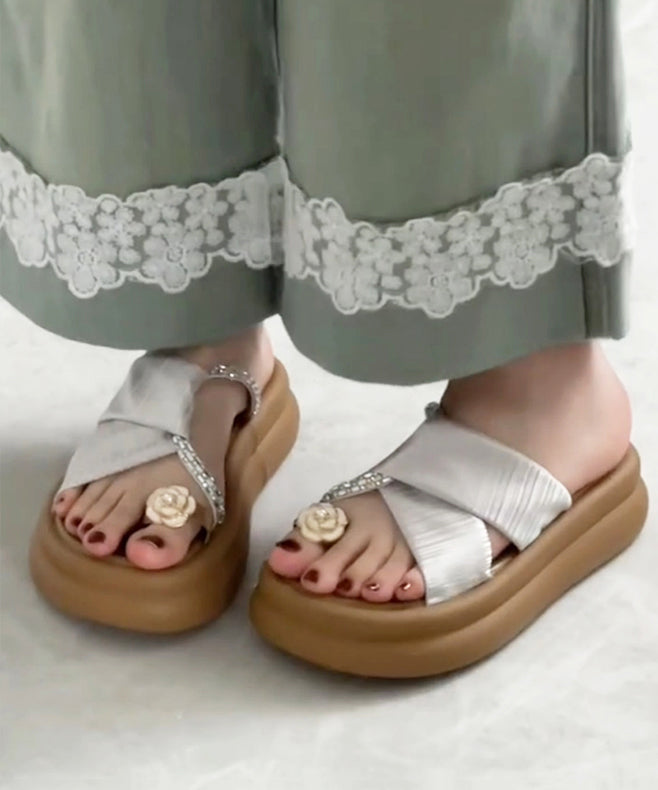 Black Platform Faux Leather Hollow Out Slide Sandals