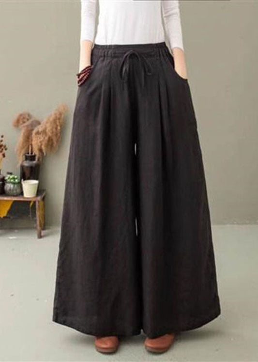 Black Linen Pants Wide Leg Pants