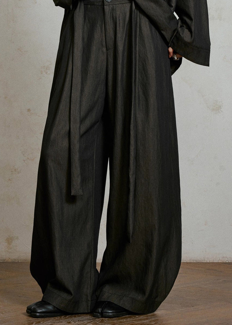Black Pockets High Waist Lantern Pants