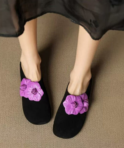 Black Suede Splicing Slide Sandals