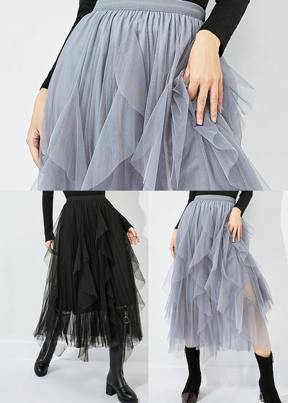Black Tulle Holiday a Line Skirts High Waist Oversized Summer