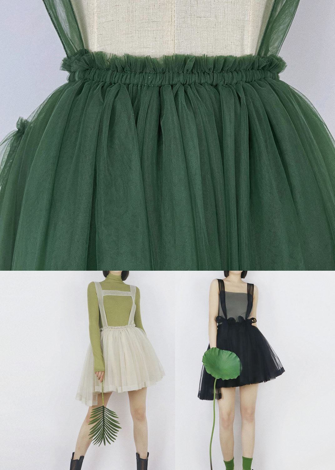 Black Tulle Strap Short Dress Color Elastic Waist Summer