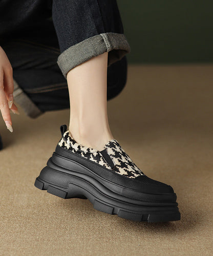 Black Versatile Splicing Platform Loafer Shoes