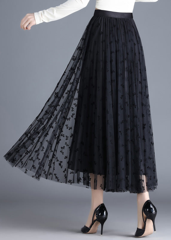 Black Wear on Both Sides Tulle a Line Skirts Spring