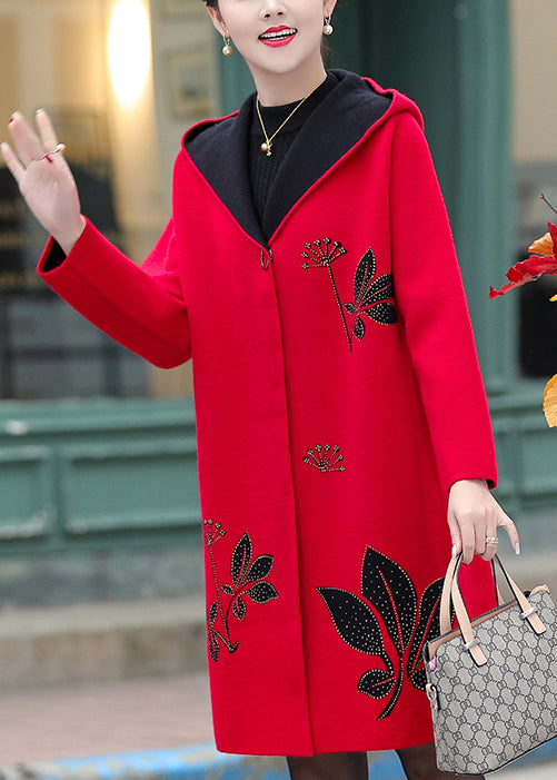 Black Woolen Hoodies Outwear Jacquard Spring