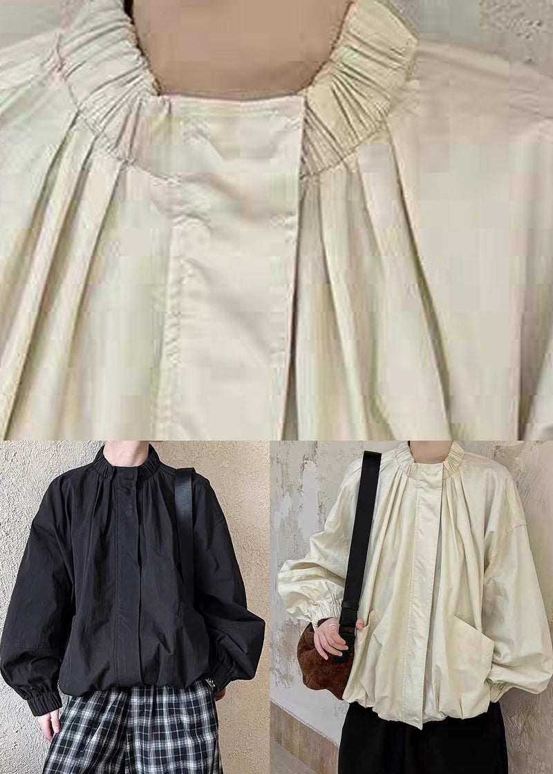 Black Zippered Patchwork Jacket Spring