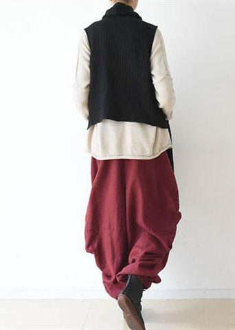 Black Scarf Vest Linen Clothing Fall Winter Outfits