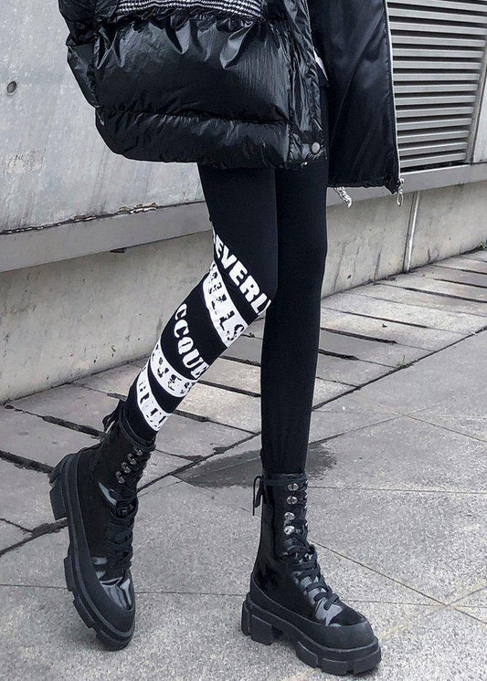 Black Leggings Female Winter Large Size High Waist Nine Points Feet Pants