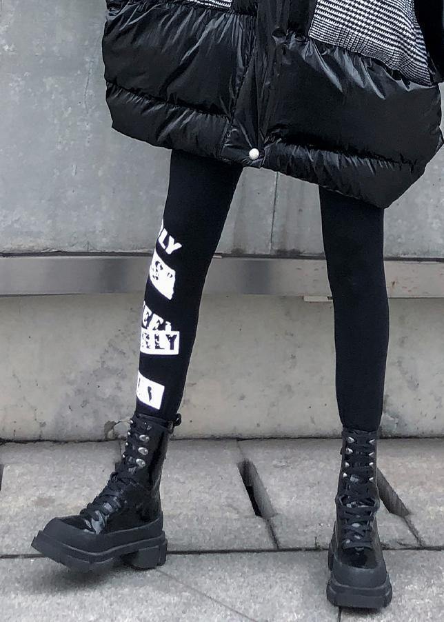 Black Leggings Female Winter Large Size High Waist Nine Points Feet Pants