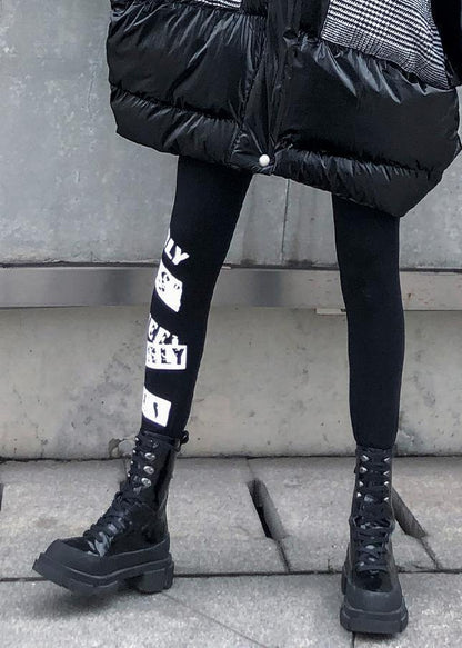 Black Leggings Female Winter Large Size High Waist Nine Points Feet Pants