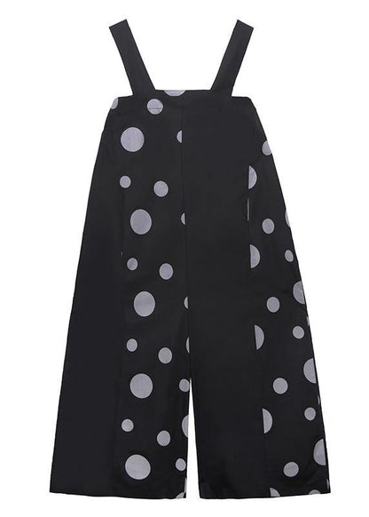 Black Polka Dot Overalls New Loose Large Size Nine Points Straight Wide Leg Pants