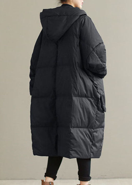 Black Warm Duck Down Winter Coats Zip Up Winter